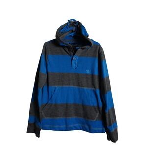 Street Rules Hoodie Henley Boys Shirt Size 6 Striped Blue Grey Skater Pullover